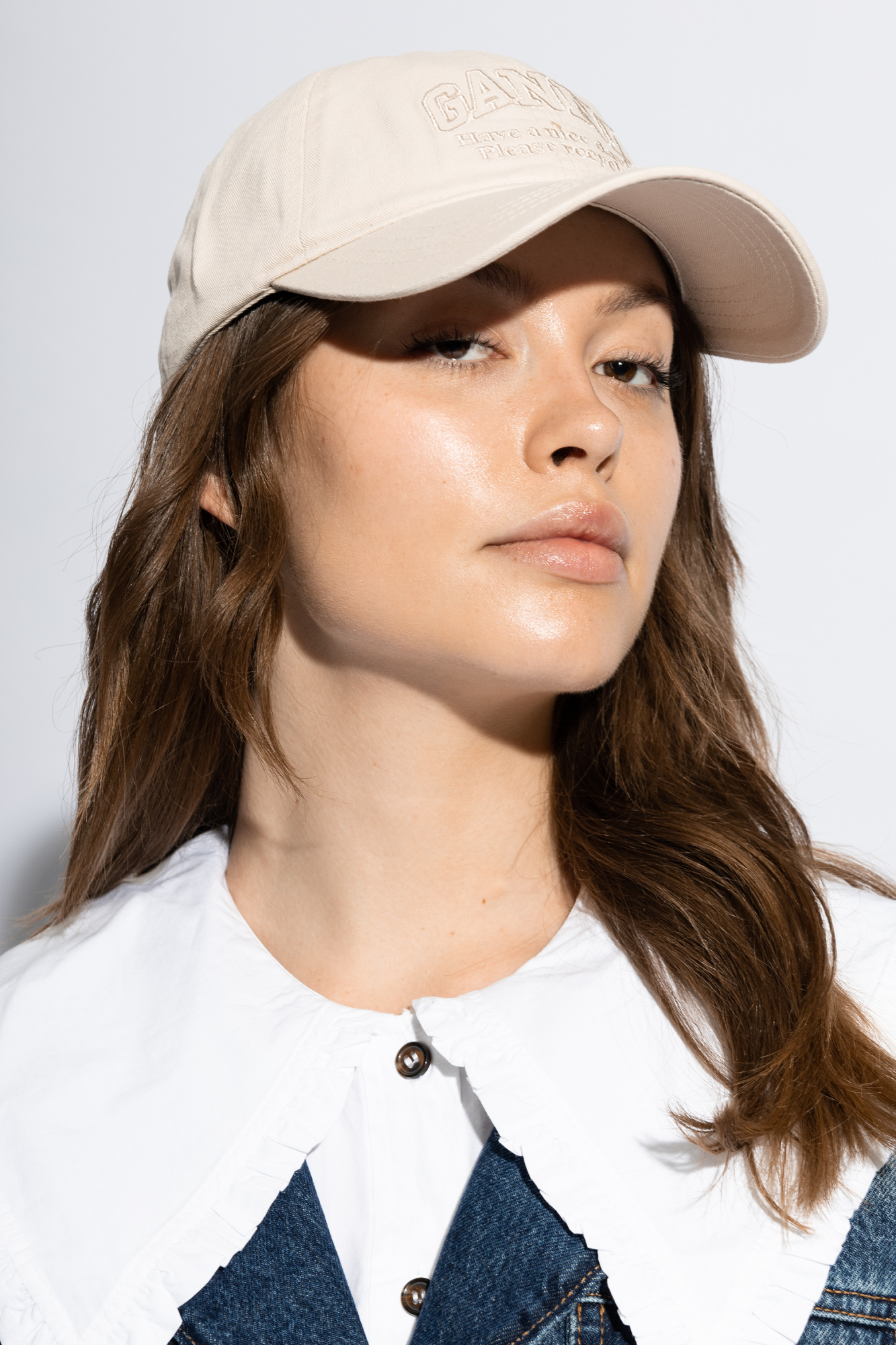 ☆人気☆【GANNI】☆Light-Blue Cotton Baseball Cap キャップ☆ Lifestyle blue caps GANNI | FLEXDOG